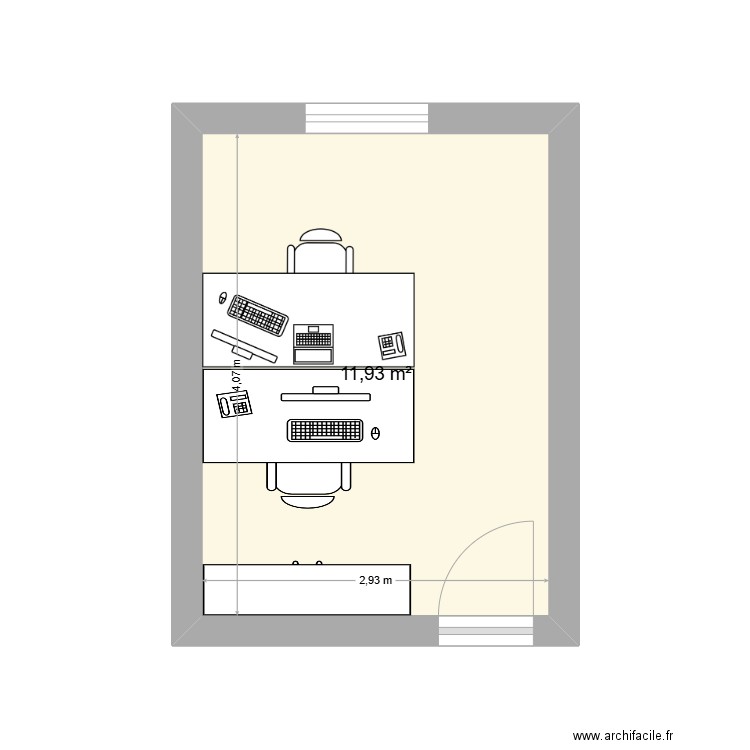 bureau Mélanie. Plan de 1 pièce et 12 m2