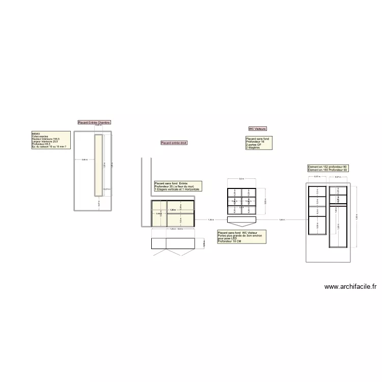 Placard entr&eacute;e et entr&eacute;e chambre. Plan de 