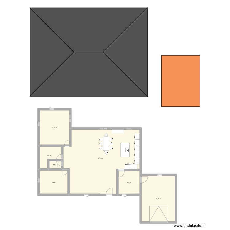 Idée 3. Plan de 7 pièces et 138 m2
