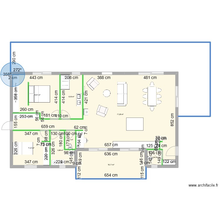 vicq. Plan de 8 pièces et 134 m2