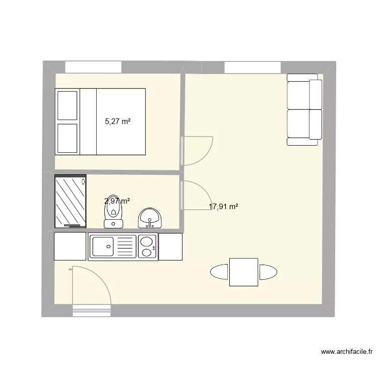 appart apres 1. Plan de 3  et 26 m²