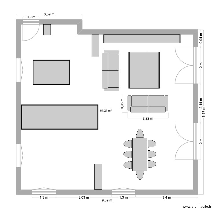 orangerie rdc. Plan de 1 pièce et 81 m2