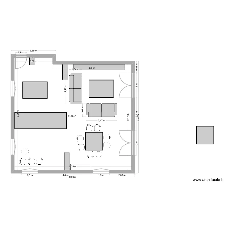 orangerie rdc. Plan de 1 pièce et 81 m²