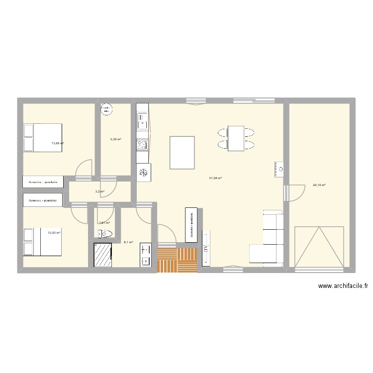 plan 3. Plan de 8 pièces et 117 m2