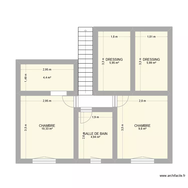 etage. Plan de 6  et 41 m²