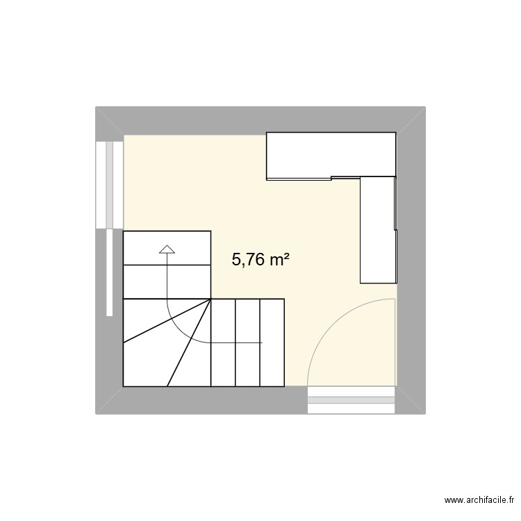 entrée. Plan de 1 pièce et 6 m2