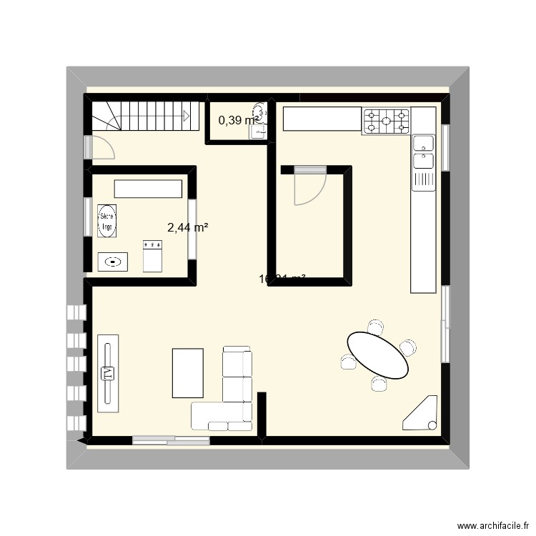 ag 1. Plan de 3 pièces et 20 m2