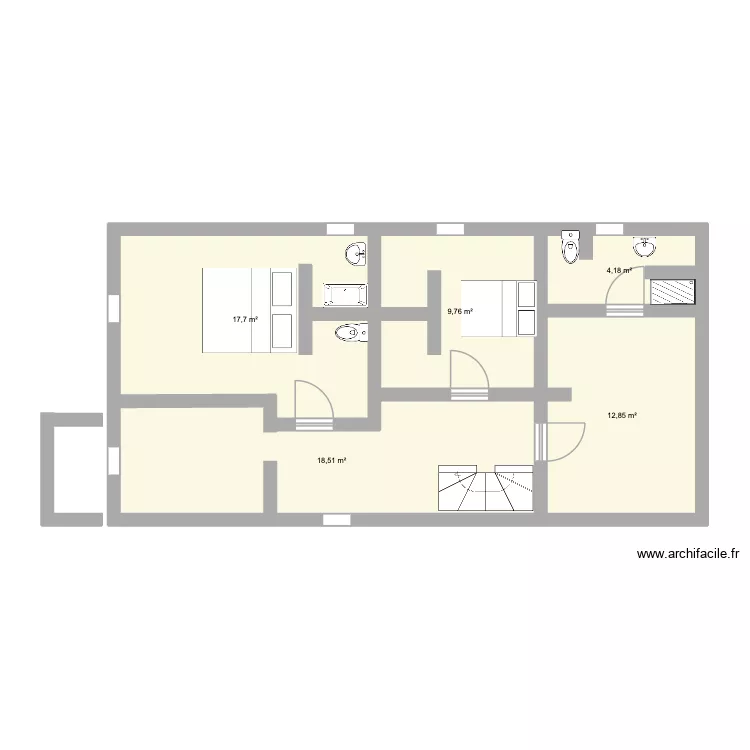 &Eacute;tage NOUVEAU. Plan de 5  et 63 m²
