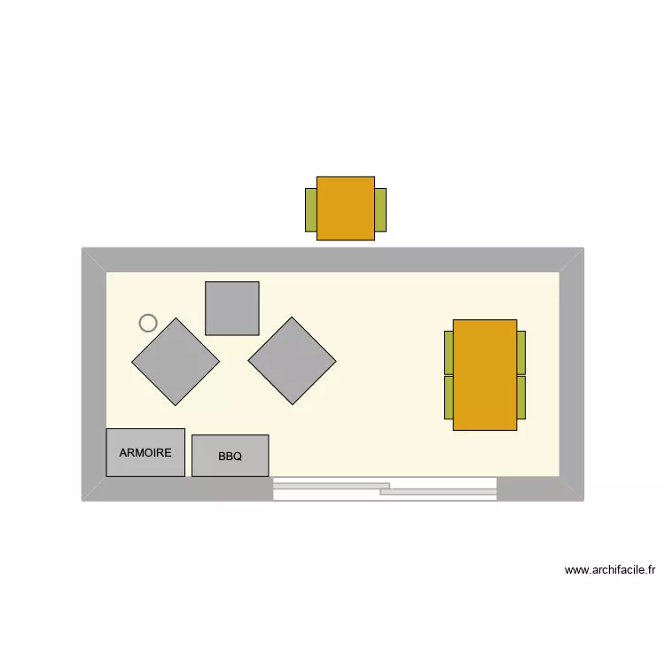 terrasse. Plan de 1 pièce et 11 m²