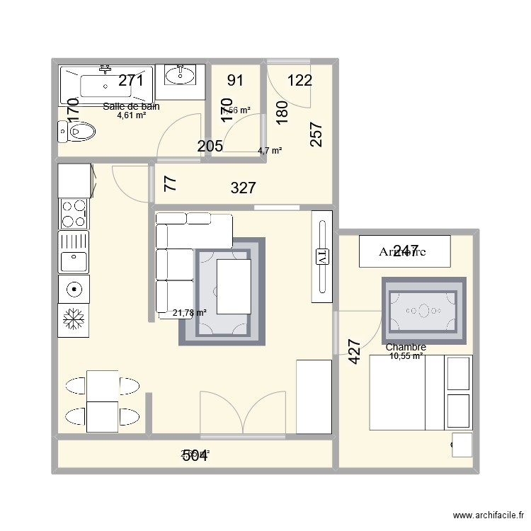 Appartement DoDo. Plan de 6 pièces et 46 m2