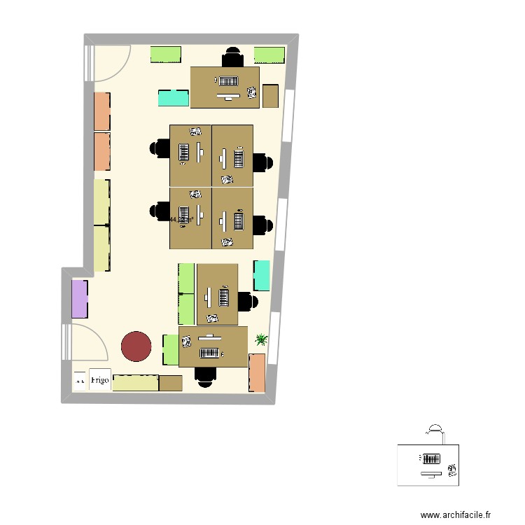 105104. Plan de 1 pièce et 44 m2