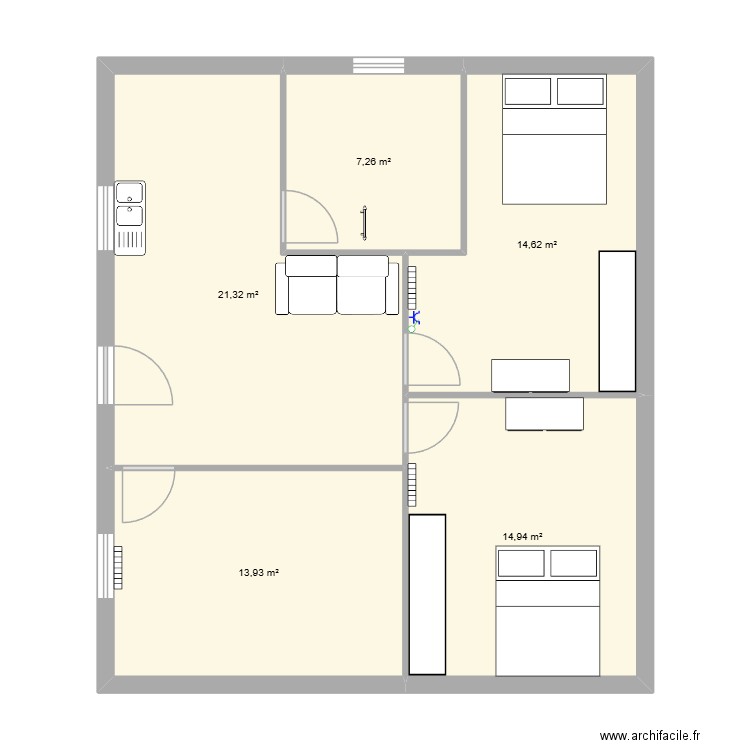 MARIA SAUL. Plan de 5 pièces et 72 m2