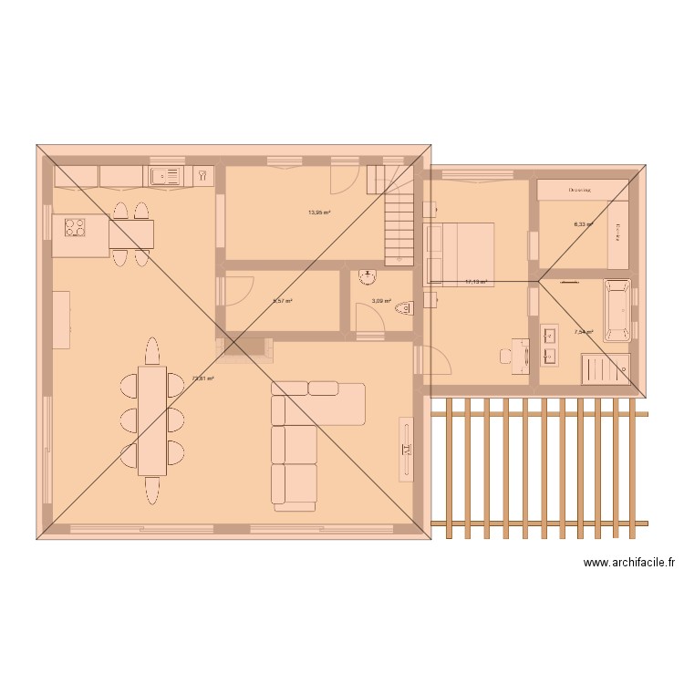 RDC STAGE. Plan de 7 pièces et 127 m2