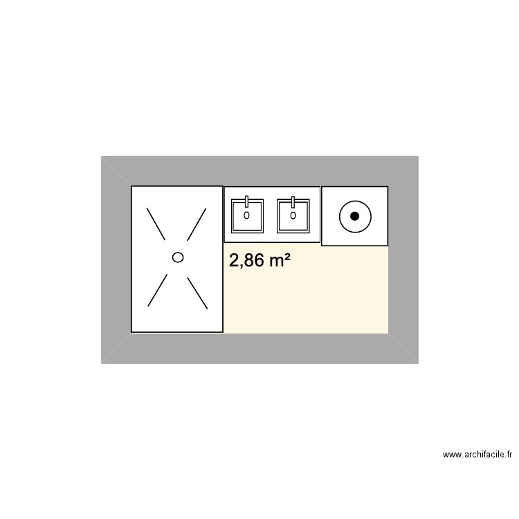 salle de bain chalet. Plan de 1 pièce et 3 m2
