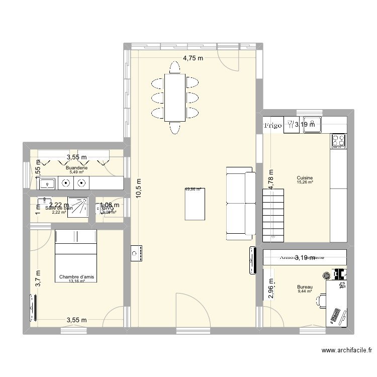 News. Plan de 7 pièces et 97 m2