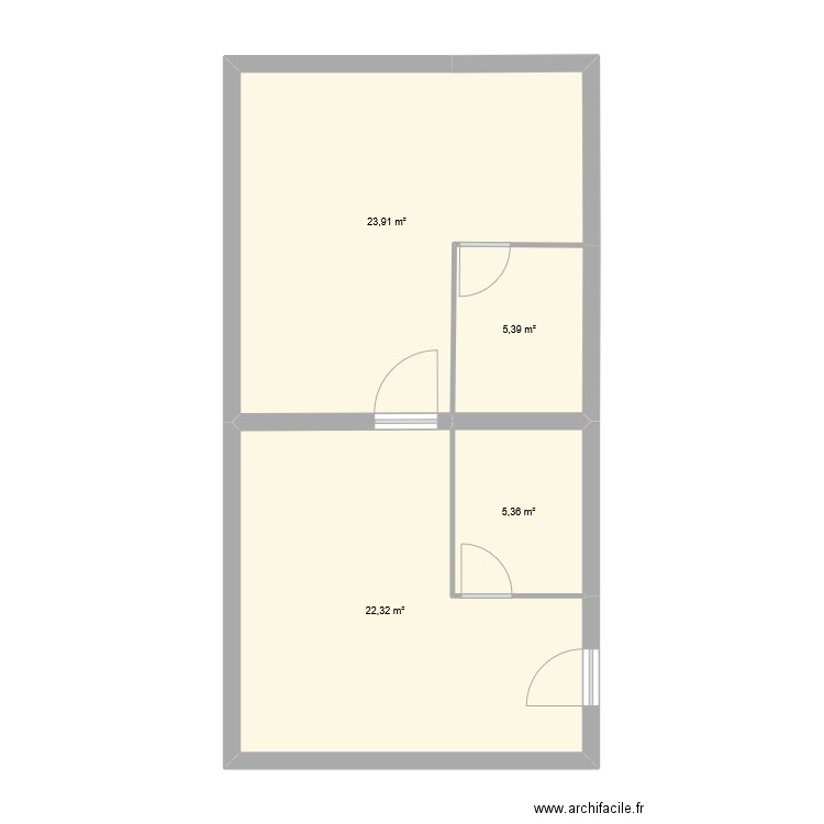 plan 2 studio. Plan de 4 pièces et 57 m2