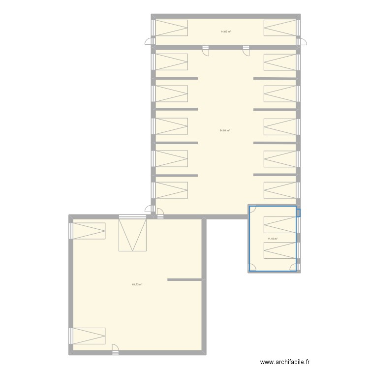 Plan Chevrolet. Plan de 4 pièces et 176 m2