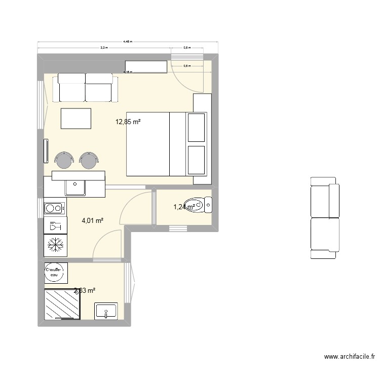 98 versailles_V2. Plan de 4 pièces et 21 m2