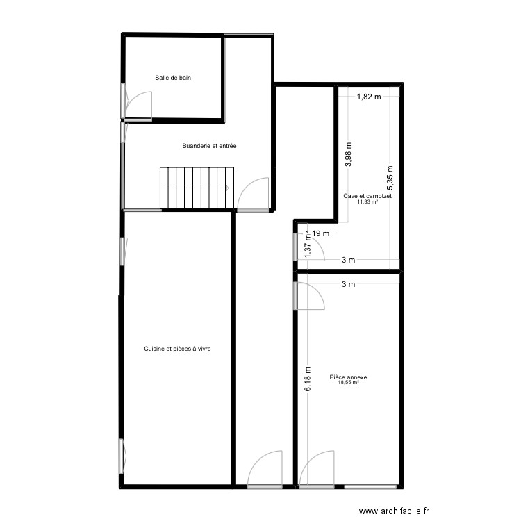 Plan appart souhaité. Plan de 5 pièces et 76 m2
