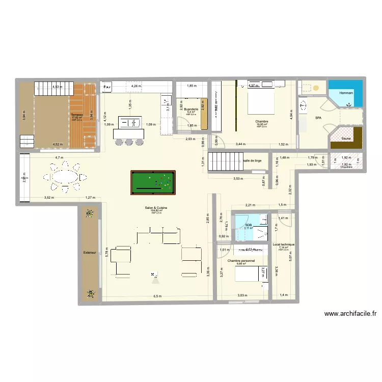 Sous-sol 2. Plan de 13  et 194 m²