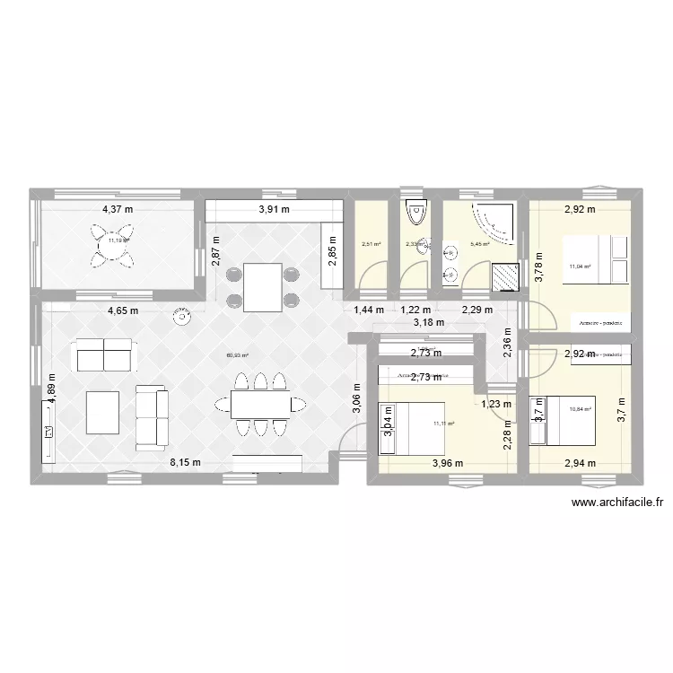 Maison St Martin 3. Plan de 9  et 116 m²
