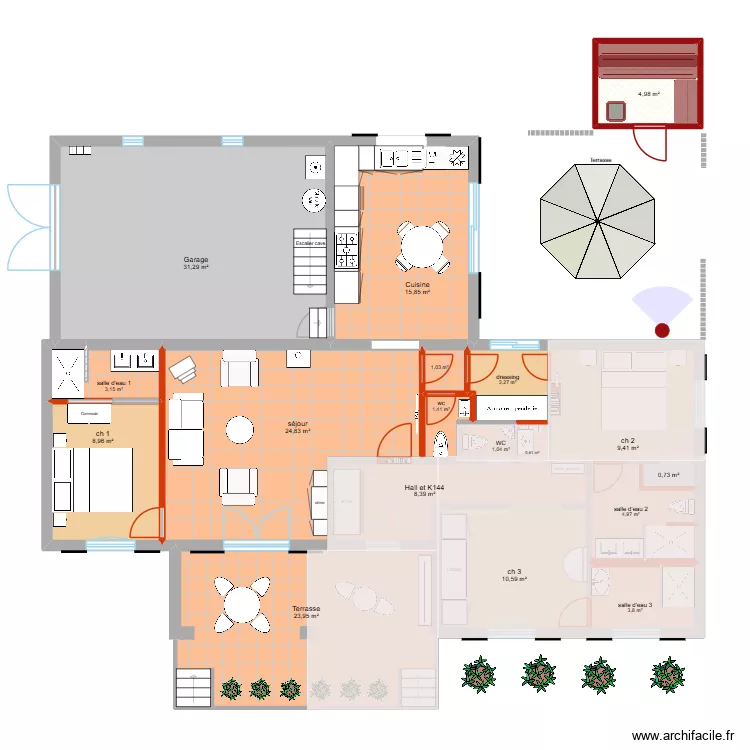 renovation Allemagne VF module 1. Plan de 18  et 158 m²