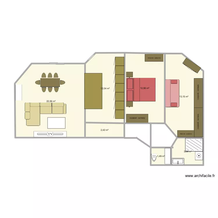 APPARTEMENT 1. Plan de 7  et 68 m²