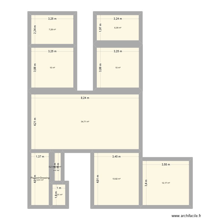 PROJET. Plan de 11 pièces et 103 m2
