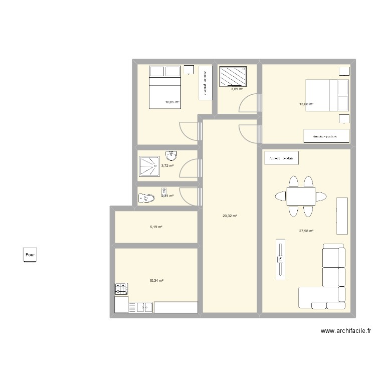 plan OK OKALA. Plan de 9 pièces et 98 m2