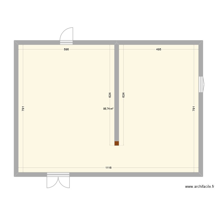 igo. Plan de 1 pièce et 87 m2