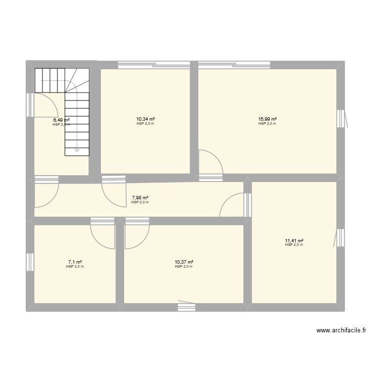 paron. Plan de 7 pièces et 70 m2