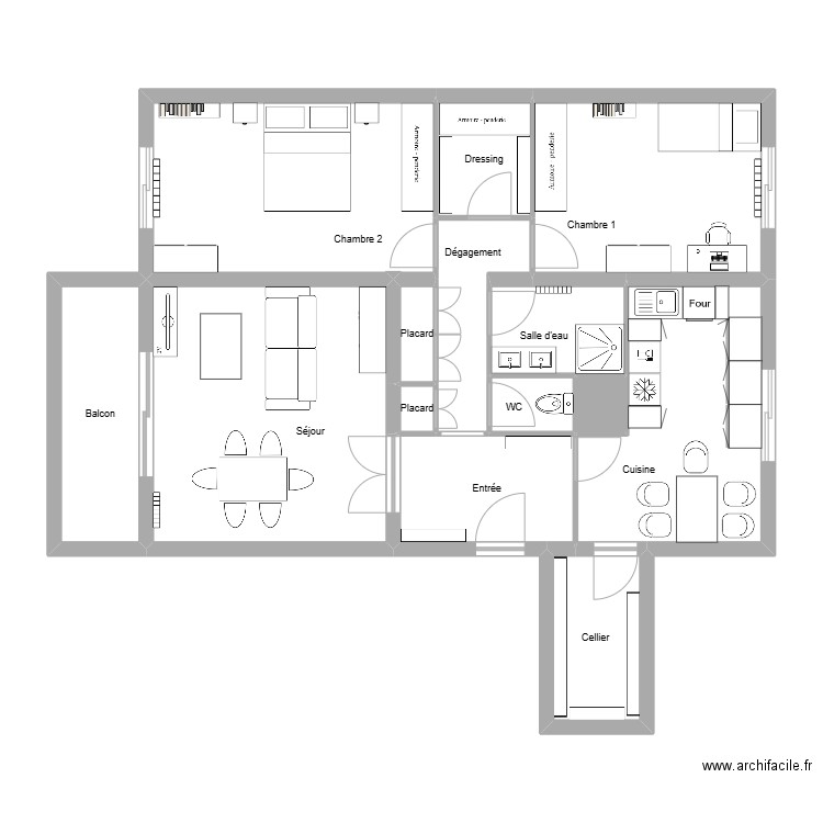 Rousselet. Plan de 14 pièces et 96 m2