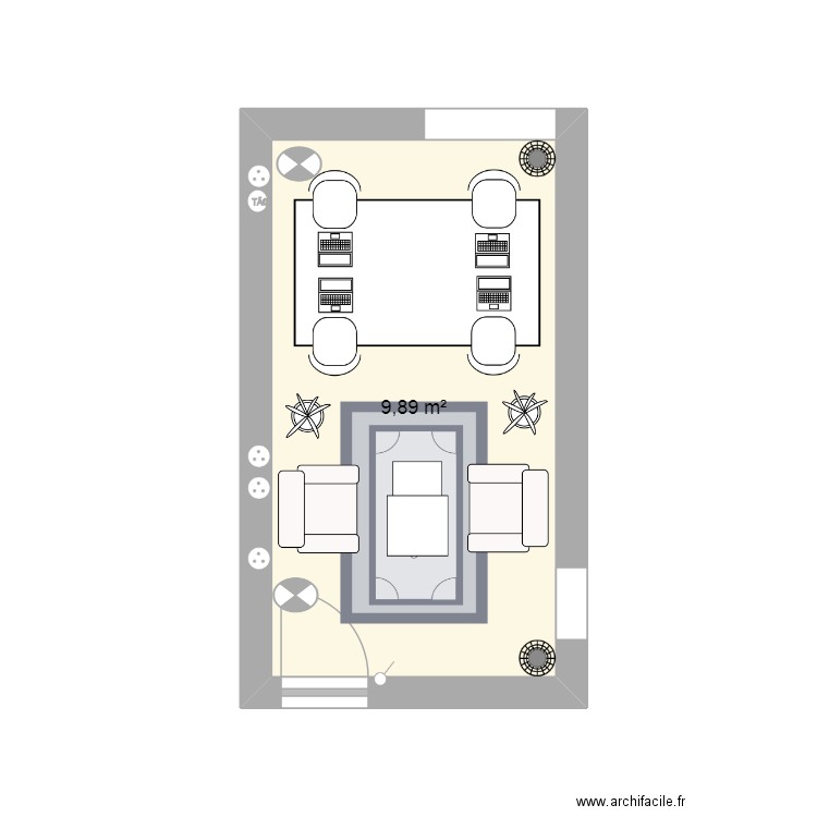 Salle polyvalente. Plan de 1 pièce et 10 m2