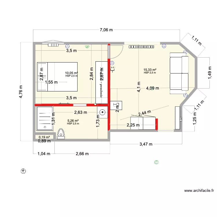 studio 12  allee baratin. Plan de 4  et 31 m²