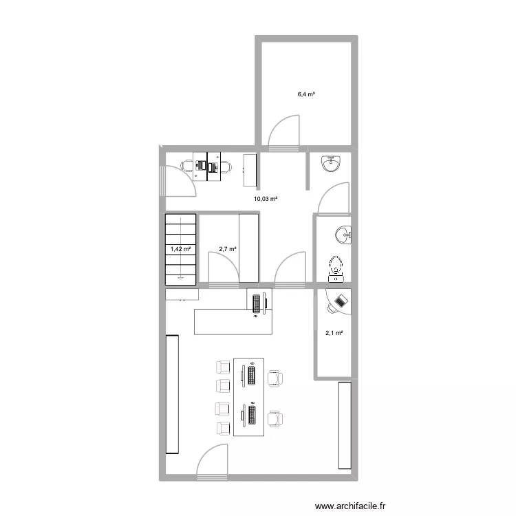 bassement optique. Plan de 5  et 23 m²