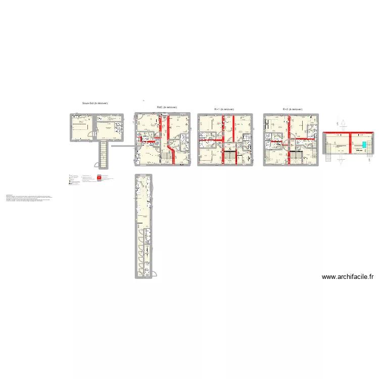 R&eacute;novation 20260307. Plan de 45  et 285 m²