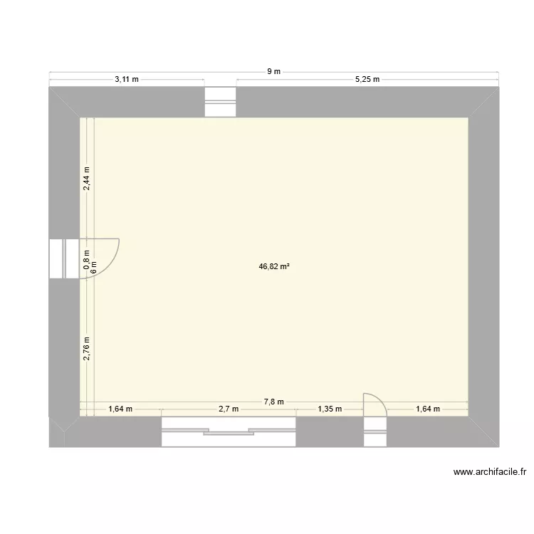 Rdc Bain 2. Plan de 1 et 47 m² Rdc Bain 2. Plan de 1 et 47 m²