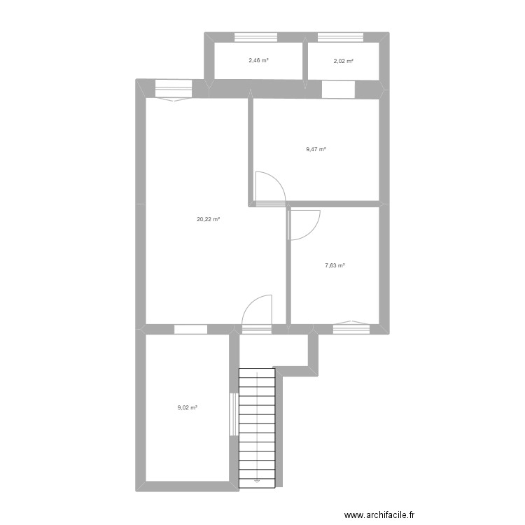 cave lydie. Plan de 6 pièces et 51 m2