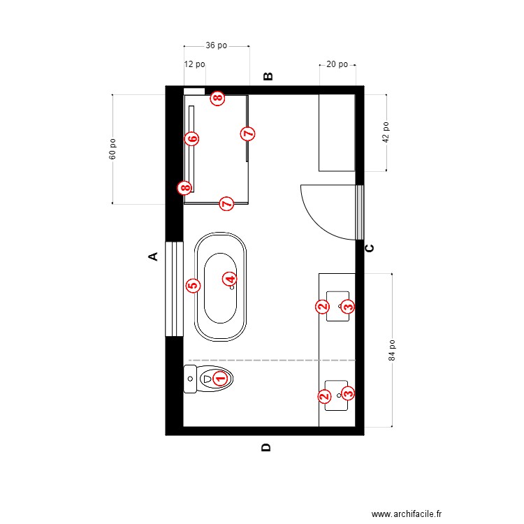sophie mercier plomberie. Plan de 1 pièce et 11 m2