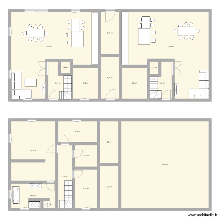 Plan 1. Plan de 19 pièces et 333 m2
