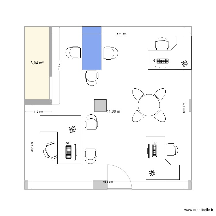 H-SYS I.T. Plan de 2 pièces et 45 m2