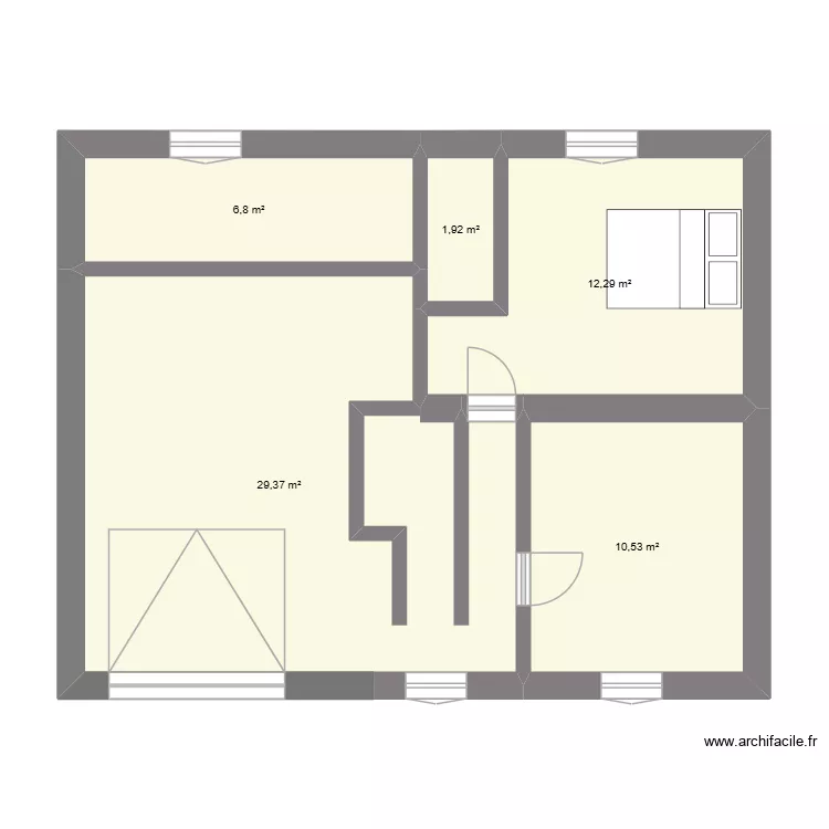 MAM3. Plan de 5 pièces et 61 m²