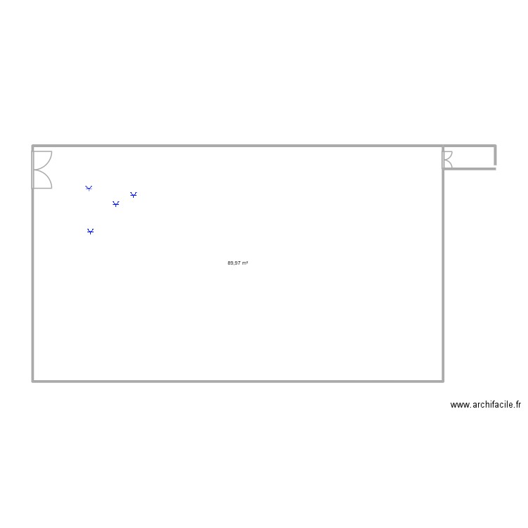 salle gym elec. Plan de 1 pièce et 90 m2