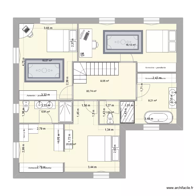 &eacute;tage 1. Plan de 8  et 159 m²