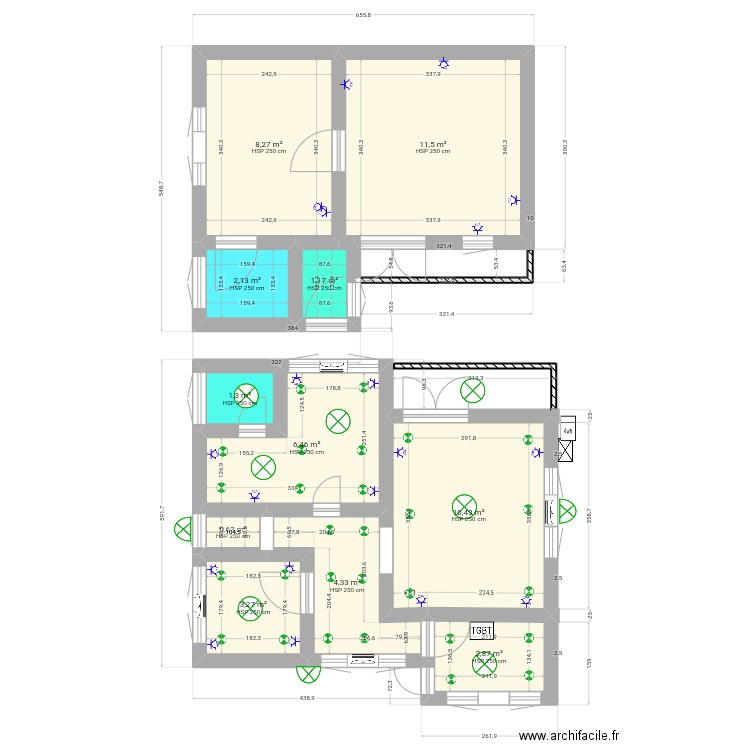 E,lectricite Baldé kipé8. Plan de 11 pièces et 52 m2