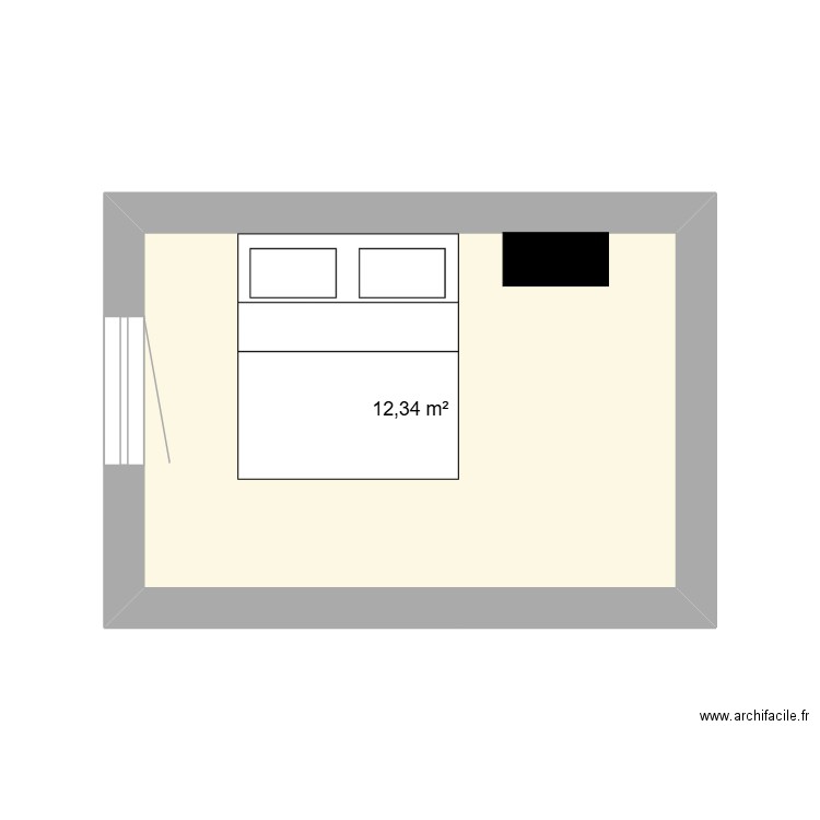 Chambre. Plan de 1 pièce et 12 m2