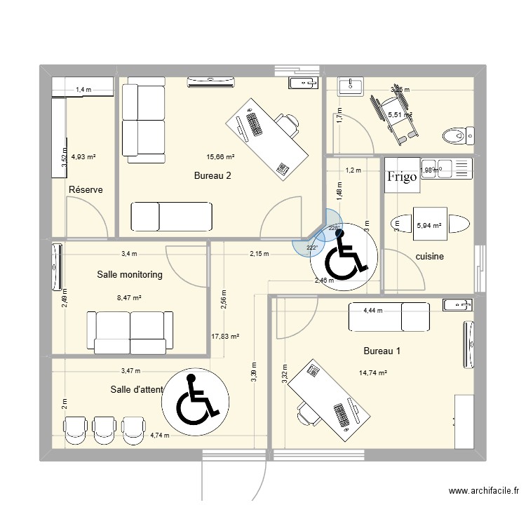 local 3 projet 2025. Plan de 7 pièces et 73 m2