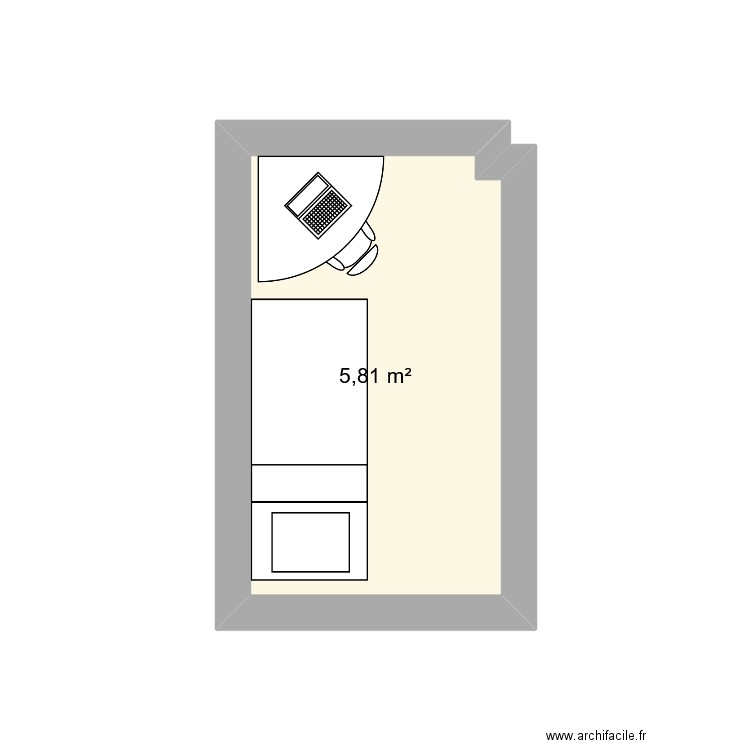 Bureau v2. Plan de 1 pièce et 6 m2