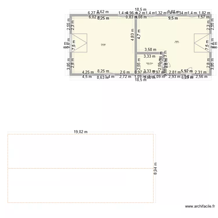 Corinne. Plan de 3  et 132 m²