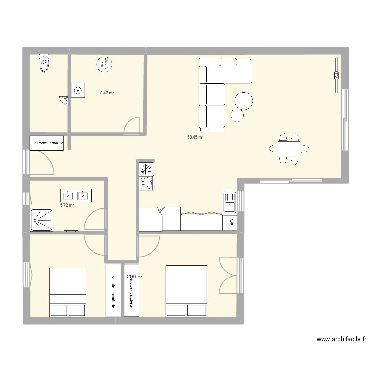 plan sanihac bis. Plan de 4 pièces et 96 m2